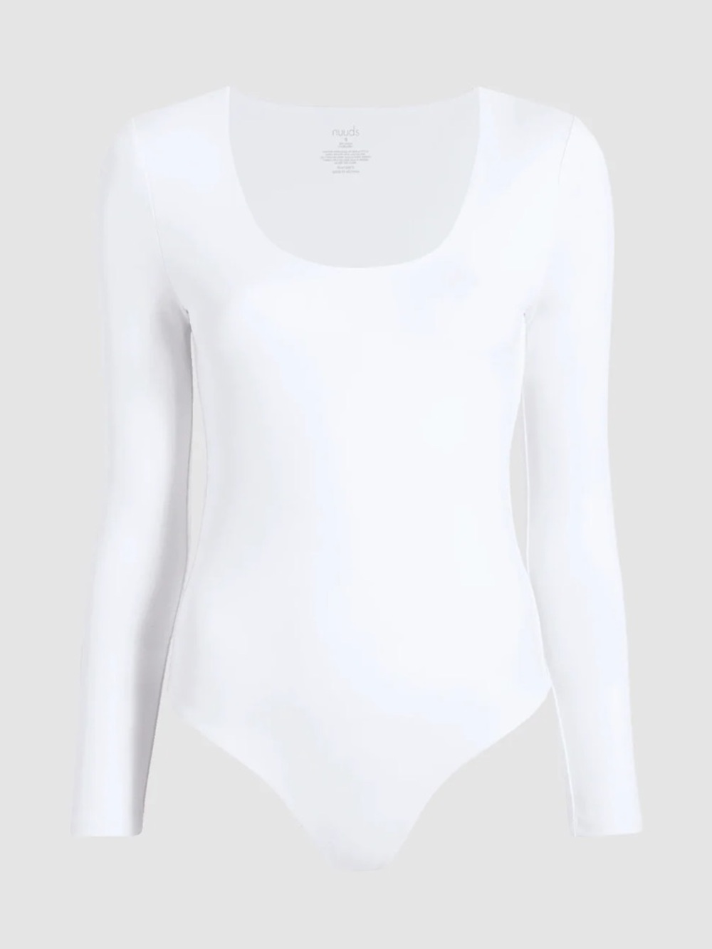 Nuuds White Long-Sleeve Crewneck Bodysuit